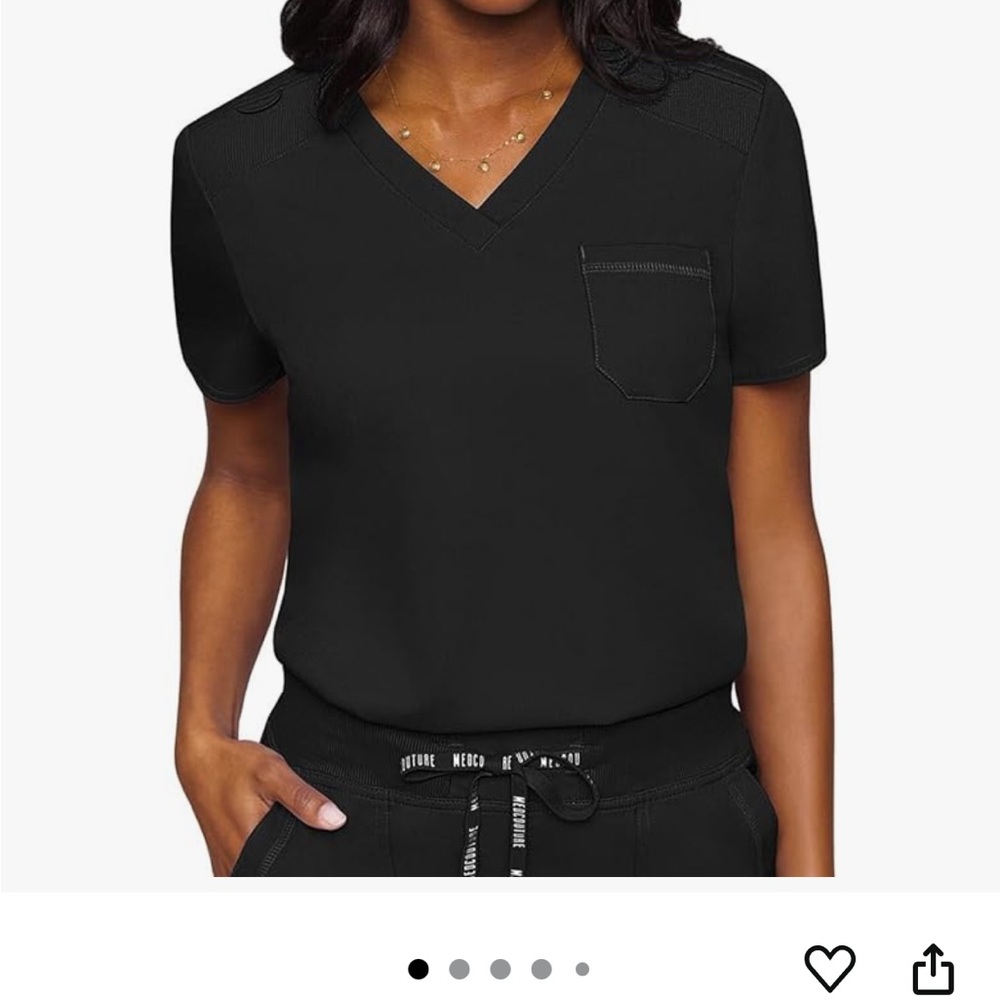 Med Couture Classic Black V-Neck Scrub Top